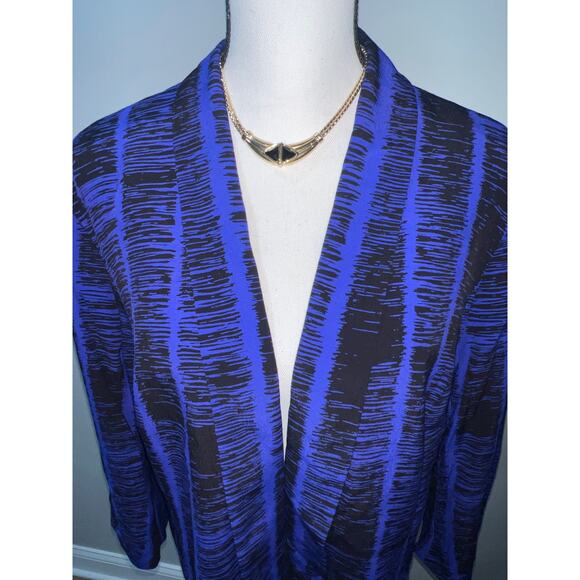 Sejour 16W Black & Blue Open Swing Jacket 100% Rayon, Fully Lined, 3/4 Sleeves - Picture 8 of 15